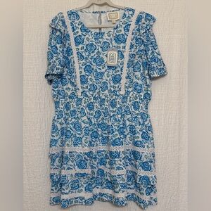 Sail to Sable Blue Rose Floral Tiered Dress XXL NWT $248